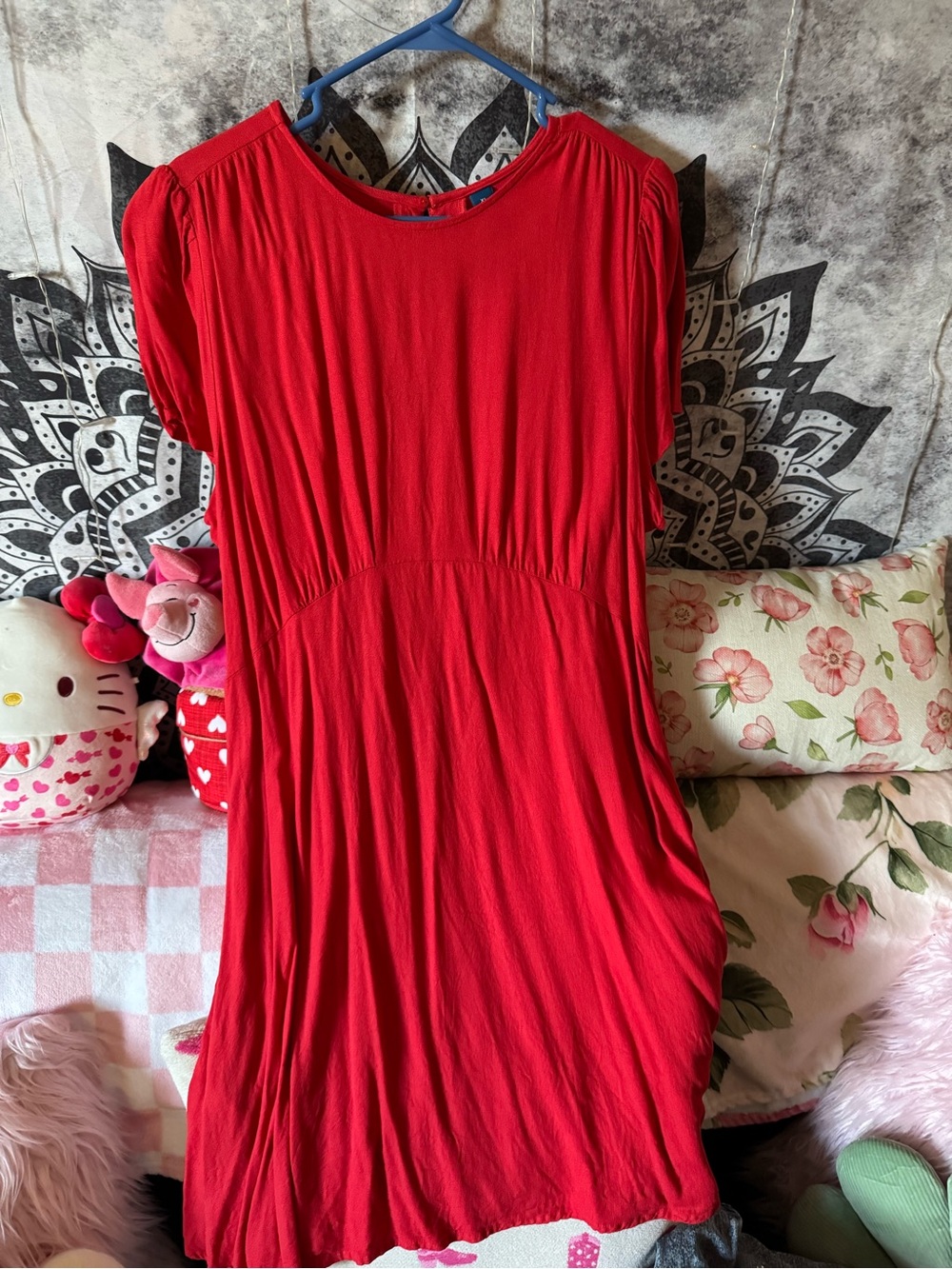Old Navy Red Short Sleeve Midi Dress